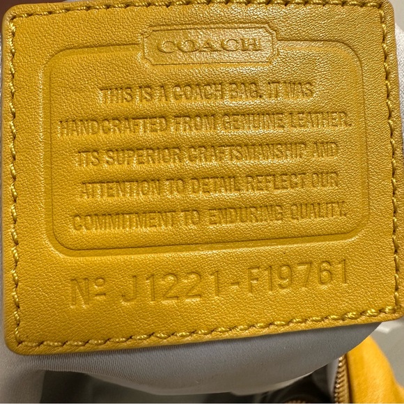 Coach Ashley Medium Leather Pleated Satchel Sunflower Yellow - Picture 15 of 15